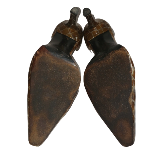 Stuart Weitzman leather crocodile print heels 7.5 - Picture 5 of 10